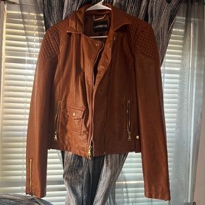 Express faux leather jacket brown